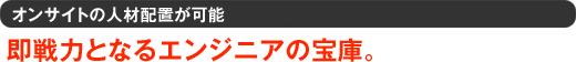 オンサイトの人材配置が可能 即戦力となるエンジニアの宝庫。